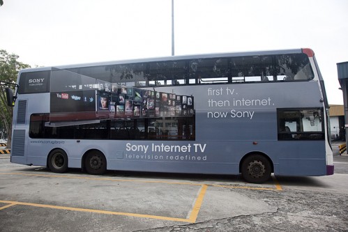 Spot Sony Internet TV double-deckers through out the island